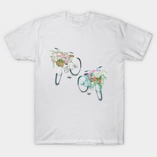 Vintage Bicycles with Flower Baskets T-Shirt